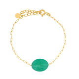 Bracelet doré scarabée taillé onyx verte