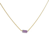 Collier doré amethyste rectangle 40 cm