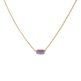 Collier doré amethyste rectangle 40 cm
