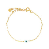 Bracelet doré maille rectangle petit oeil en nacre