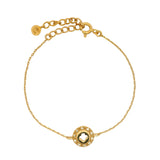 Bracelet médaille avec trèfle et zircons blancs