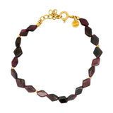 Bracelet doré Grenat losange et perles dorées