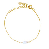 Bracelet doré pierre de lune rectangle et pierre de lune pêche autour