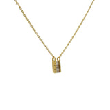 Collier doré trilogie de zircons blancs baguette 42 cm