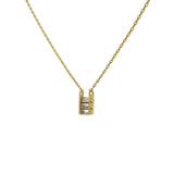 Collier doré trilogie de zircons blancs baguette 42 cm