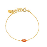 Bracelet doré avec Cornaline rectangle et Opale de feu