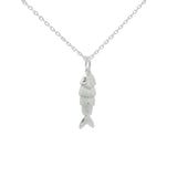 Articulated fish and zircon necklace