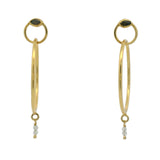 Boucles d'oreilles dorées double anneau et oeil en labradorite