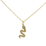 Collier doré serpent avec Amazonite et zircons blancs 42 cm