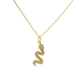 Collier doré serpent avec Amazonite et zircons blancs 42 cm