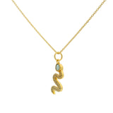 Collier doré serpent avec Amazonite et zircons blancs 42 cm