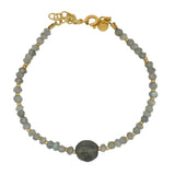 Bracelet doré labradorite et disques dorés