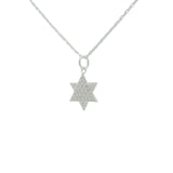 Collier en argent 925 étoile de David et zircons blancs 42 cm