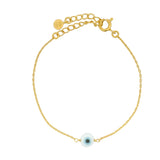 Bracelet chaine petit oeil rond blnac