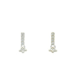 Boucles d'oreilles argent 925 barre zircons blancs et pampilles