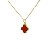 Collier doré trèfle onyx rouge 42 cm