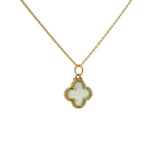 Collier doré trèfle avec prehnite 42 cm