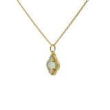 Collier doré trèfle avec prehnite 42 cm