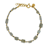 Bracelet duo de labradorite et petites perles dorées