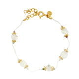 Bracelet doré sur fil avec pierre de lune tourmaline et couronnes