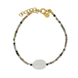 Bracelet doré pierre de lune et tourmaline