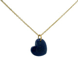 Collier doré grand coeur lapis 42 cm