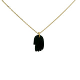 Collier doré main en onyx noire 42 cm