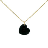 Collier doré coeur en onyx noire 42 cm