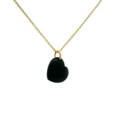 Collier doré coeur en onyx noire 42 cm