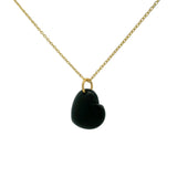 Collier doré coeur en onyx noire 42 cm