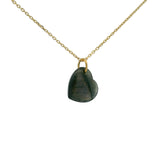 Collier doré grand coeur en labradorite 42 cm