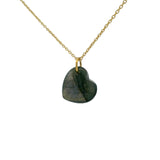 Collier doré grand coeur en labradorite 42 cm