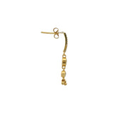 Boucles d'oreilles dorées barre en zircons blancs avec pampilles