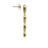 Golden earrings with a cascade of stones