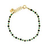 Bracelet doré en onyx noire et onyx verte avec perles dorées