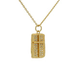 Collier doré plaque croix et zircons blancs 42 cm