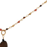 Collier doré maille Rosary en pyrite, onyx rouge et oeil de tigre