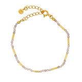 Bracelet doré en Quartz fraise et tubes dorés
