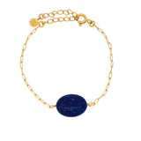 Bracelet doré scarabée en lapis lazulis