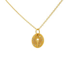 Collier doré médaille croix évidée zircons 42 cm