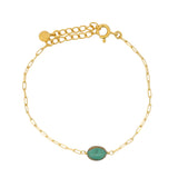 Bracelet doré maille rectangle pierre ovale turquoise