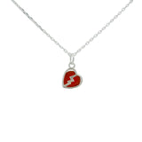 Collier en argent 925 petit coeur brisé en onyx rouge 42 cm