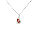 Collier en argent 925 petit coeur brisé en onyx rouge 42 cm