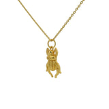 Collier doré pendentif scarabée zircons noirs 42 cm