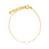 Bracelet doré maille rectangle petit coeur en nacre