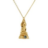 Collier doré bouddha et labradorite 42 cm