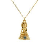 Collier doré bouddha et labradorite 42 cm
