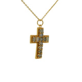 Collier doré croix et labradorite 42 cm