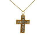 Collier doré croix et labradorite 42 cm