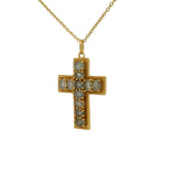 Collier doré croix et labradorite 42 cm